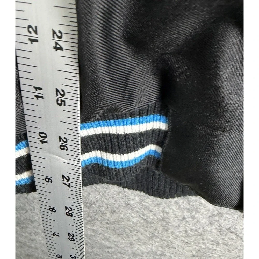 Vintage Carolina Panthers Jacket Men's Large Black Bomber NFL Football Blue Y2K